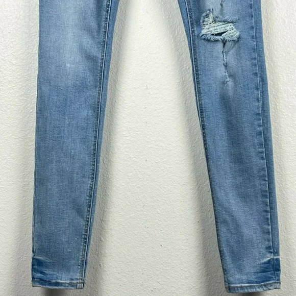 Old Navy Jeans Women's Sz 4 Tall ROCKSTAR Super Skinny Button Fly Fringe Blue - Picture 8 of 10